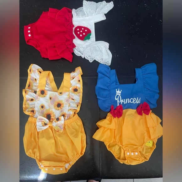 SHEIN Other - SHEIN Yellow and Pink Baby Romper Set